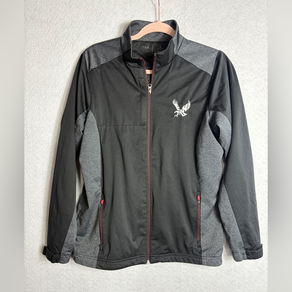 Men’s Antigua Jacket Size Large Black and Trimmed in Red - Picture 1 of 4